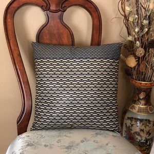 Handcrafted Ankara Print Navy Tan 18x18 Accent Pillow Cover
